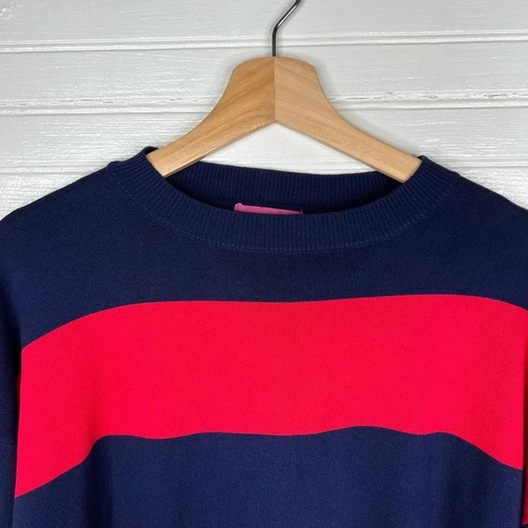 Edikted Women's Logan Light Knit Striped Pullover Sweater Blue and Red Size M/L - Picture 4 of 13